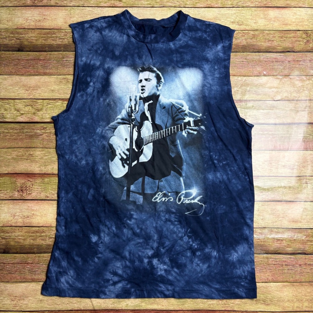 Official Elvis Presley 2017 Blue Tie Dye Muscle Tank Top S